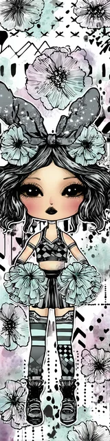 Free kawaii bookmark featuring a pretty girl in a white theme